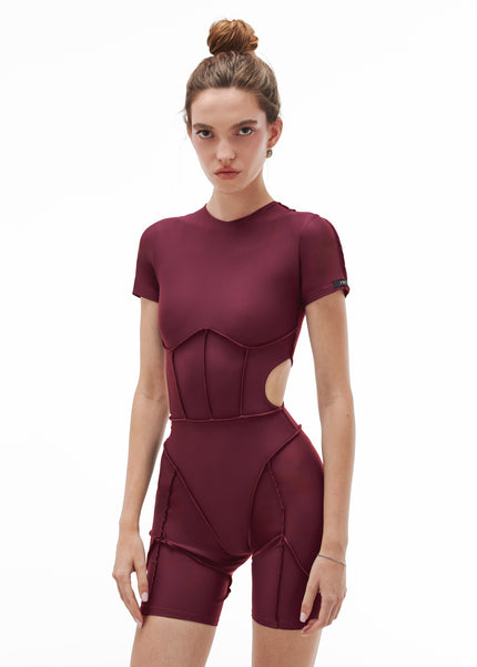 Ariel Short Jumpsuit in Plum